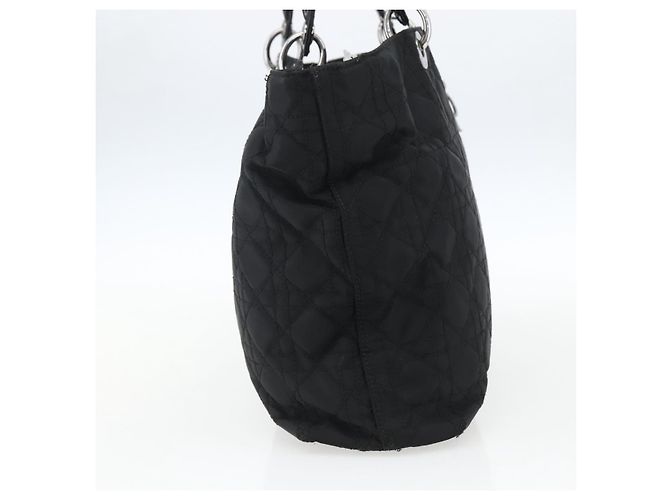 Christian Dior Borsa Lady Dior in nylon nero e argento Auth ep13131 - vista 4