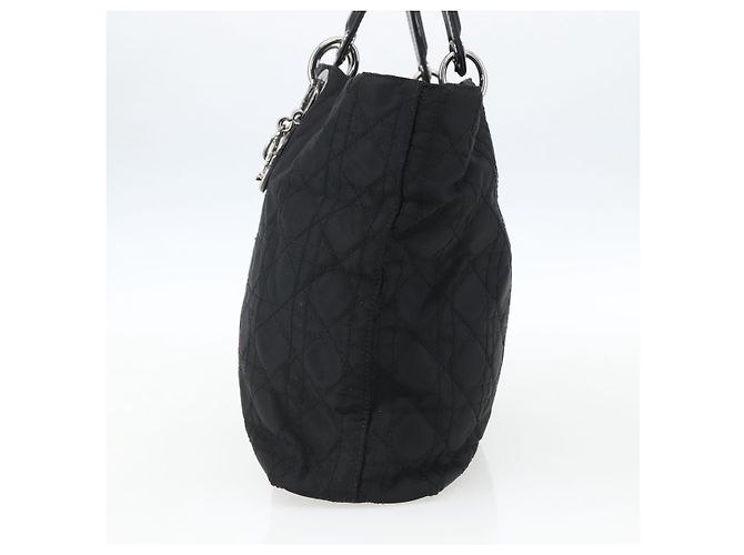Christian Dior Borsa Lady Dior in nylon nero e argento Auth ep13131 - vista 5