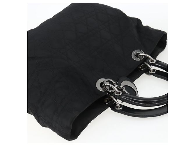 Christian Dior Borsa Lady Dior in nylon nero e argento Auth ep13131 - vista 6