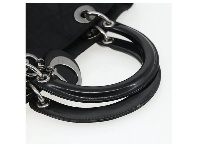 Christian Dior Borsa Lady Dior in nylon nero e argento Auth ep13131 - vista 7