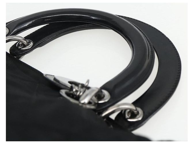Christian Dior Borsa Lady Dior in nylon nero e argento Auth ep13131 - vista 8