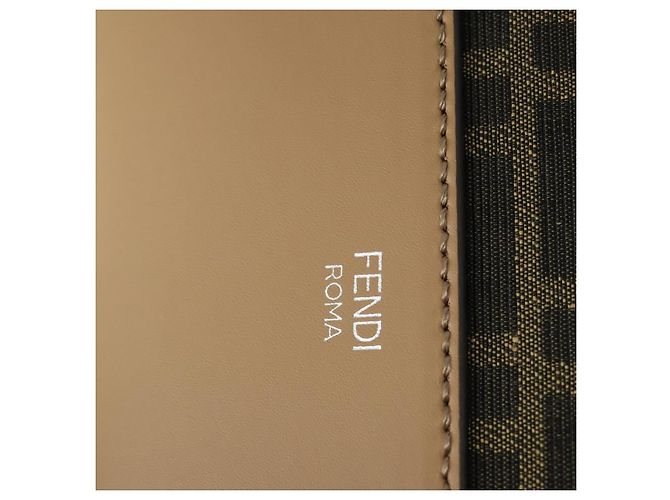 Bolsa de Ombro em Lona Zucca FENDI Preto Marrom Prata Auth SW2121SAM - vista 17
