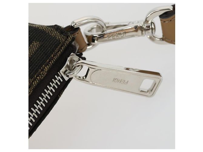 Bolsa de Ombro em Lona Zucca FENDI Preto Marrom Prata Auth SW2121SAM - vista 18