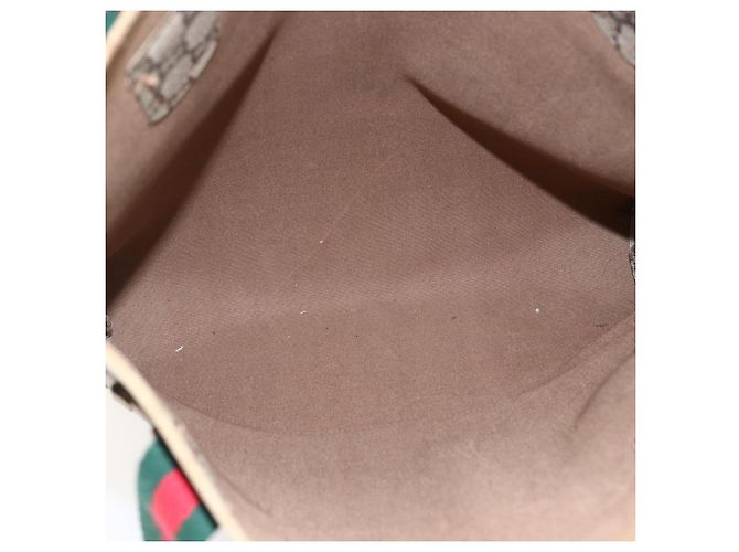 Borsa tote Gucci GG Plus Supreme Web Sherry Line in PVC beige e oro Auth ep13260 D'oro - vista 11