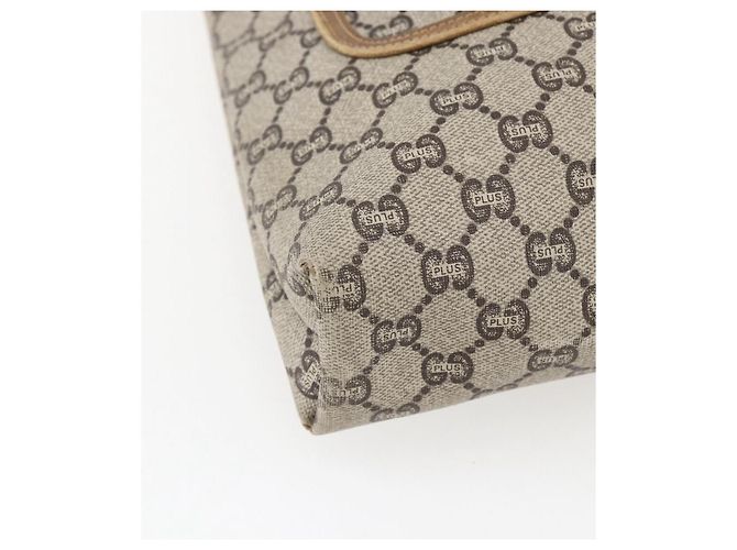 Borsa tote Gucci GG Plus Supreme Web Sherry Line in PVC beige e oro Auth ep13260 D'oro - vista 14