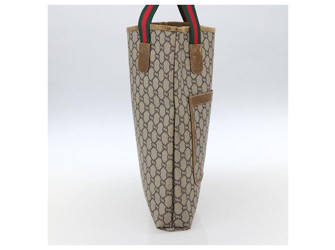 Borsa tote Gucci GG Plus Supreme Web Sherry Line in PVC beige e oro Auth ep13260 D'oro - vista 3