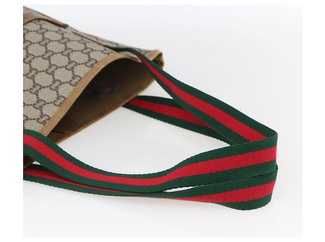 Borsa tote Gucci GG Plus Supreme Web Sherry Line in PVC beige e oro Auth ep13260 D'oro - vista 7