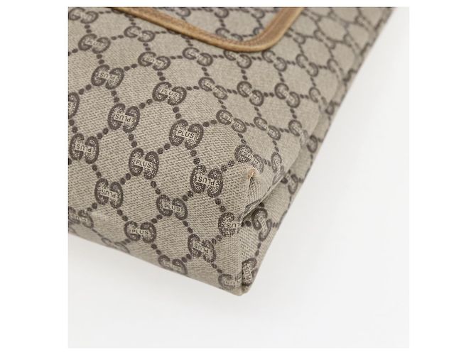 Borsa tote Gucci GG Plus Supreme Web Sherry Line in PVC beige e oro Auth ep13260 D'oro - vista 9