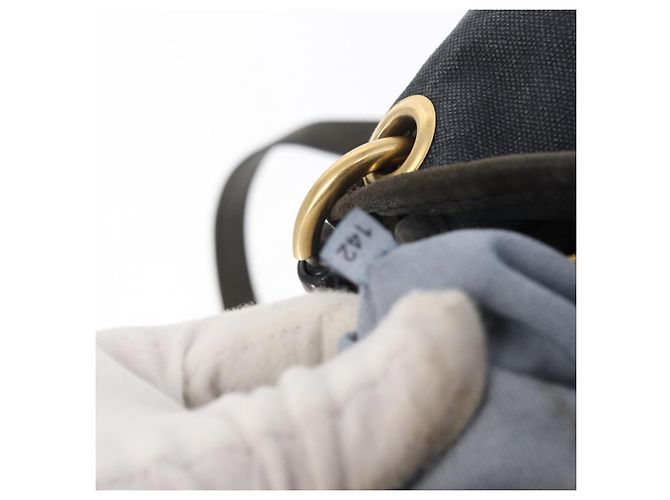 Borsa a Spalla Miu Miu Canvas 2way Blu Navy Oro Auth 168005 D'oro - vista 12