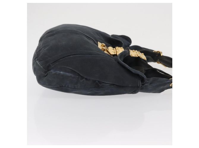 Borsa a Spalla Miu Miu Canvas 2way Blu Navy Oro Auth 168005 D'oro - vista 3