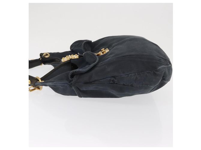 Borsa a Spalla Miu Miu Canvas 2way Blu Navy Oro Auth 168005 D'oro - vista 4