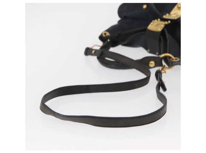 Borsa a Spalla Miu Miu Canvas 2way Blu Navy Oro Auth 168005 D'oro - vista 9