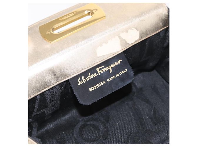 Borsa a mano Gancini in pelle Salvatore Ferragamo oro Auth BA10111 D'oro - vista 12