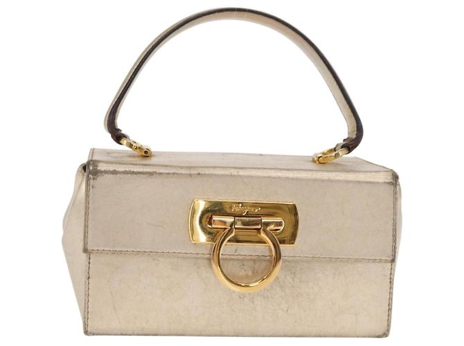 Borsa a mano Gancini in pelle Salvatore Ferragamo oro Auth BA10111 D'oro - vista 13