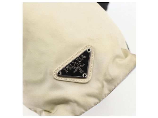 Borsa Tote Prada in nylon crema argento Auth bs33042 Crudo - vista 10