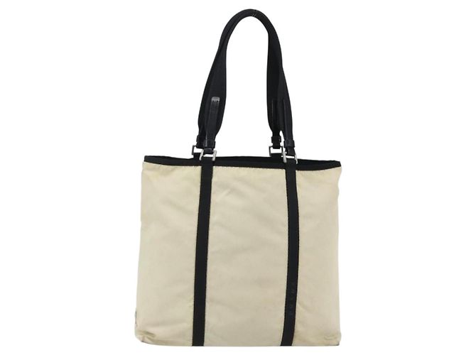 Borsa Tote Prada in nylon crema argento Auth bs33042 Crudo - vista 13