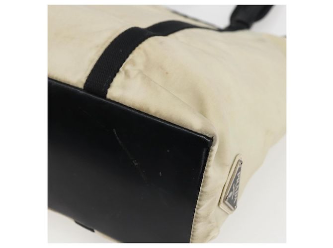 Borsa Tote Prada in nylon crema argento Auth bs33042 Crudo - vista 15