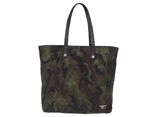 PRADA Borsa Tote Camouflage in Nylon Khaki Auth gh1628 Cachi - vista 13