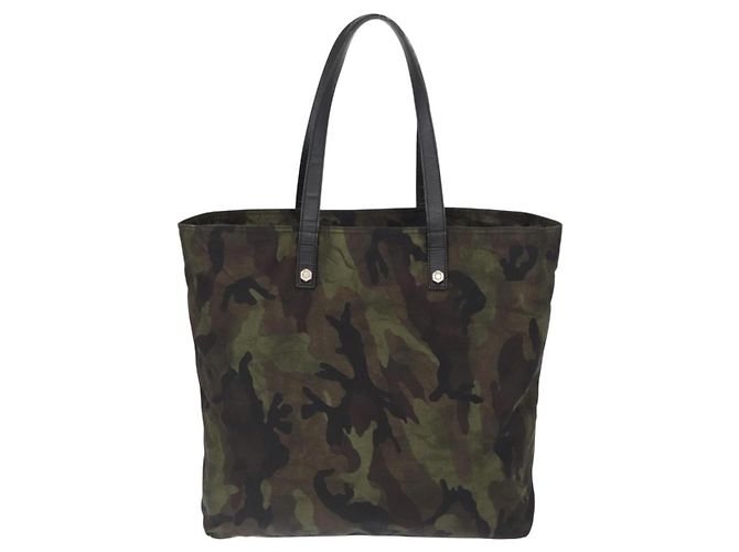 PRADA Borsa Tote Camouflage in Nylon Khaki Auth gh1628 Cachi - vista 2