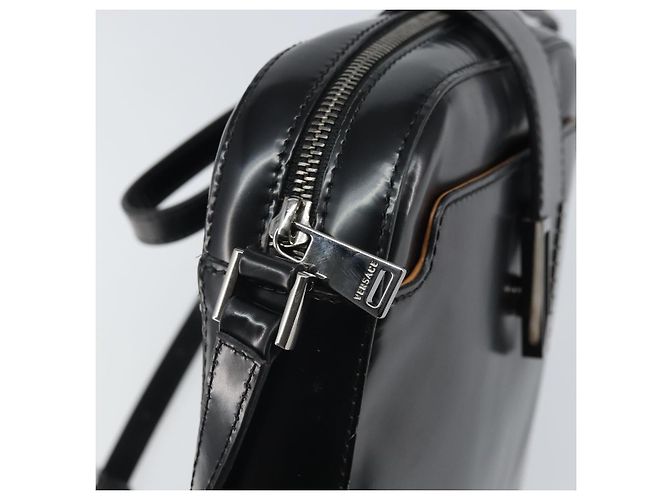 Borsa a spalla VERSACE in pelle verniciata nera Auth BA9919 Nero - vista 10