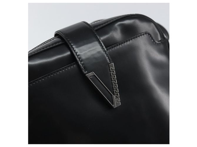 Borsa a spalla VERSACE in pelle verniciata nera Auth BA9919 Nero - vista 17