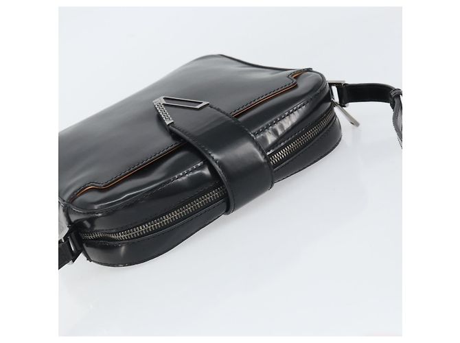 Borsa a spalla VERSACE in pelle verniciata nera Auth BA9919 Nero - vista 6