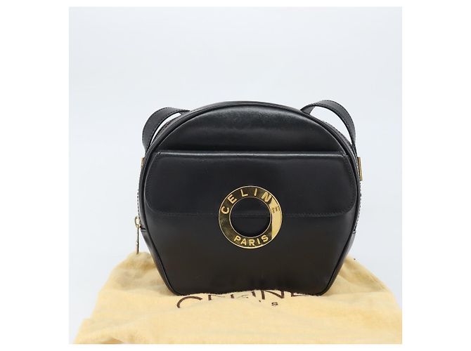 Borsa a Spalla CÉLINE Circle in Pelle Nera e Oro Auth 171411V Nero D'oro - vista 12