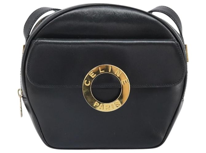 Borsa a Spalla CÉLINE Circle in Pelle Nera e Oro Auth 171411V Nero D'oro - vista 13