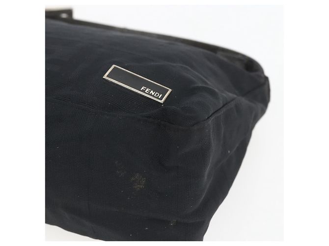 FENDI Zucca Canvas Handtasche Schwarz Silber Auth 166172 - Ansicht 8