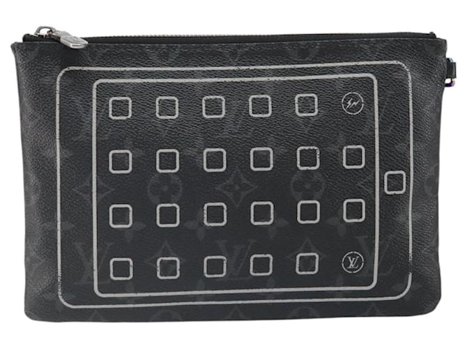 CUSTODIA PER IPHONE LOUIS VUITTON Monogram Eclipse Fragment M64449 LV Auth 159835 Monogramma - vista 13