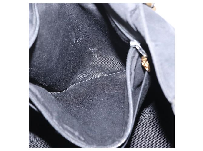 CHANEL COCO Borsa Tote a Catena Nylon Nero Oro CC Auth 165069 D'oro - vista 12