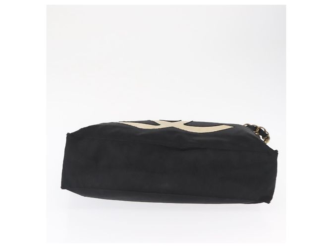 CHANEL COCO Borsa Tote a Catena Nylon Nero Oro CC Auth 165069 D'oro - vista 5