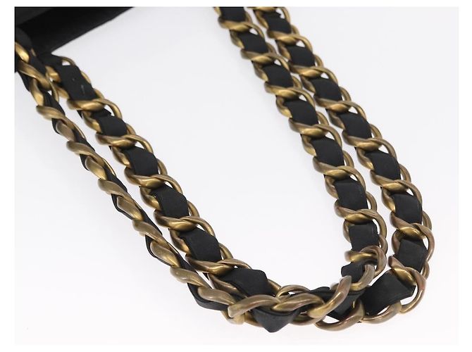 CHANEL COCO Borsa Tote a Catena Nylon Nero Oro CC Auth 165069 D'oro - vista 7