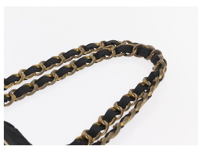 CHANEL COCO Borsa Tote a Catena Nylon Nero Oro CC Auth 165069 D'oro - vista 8