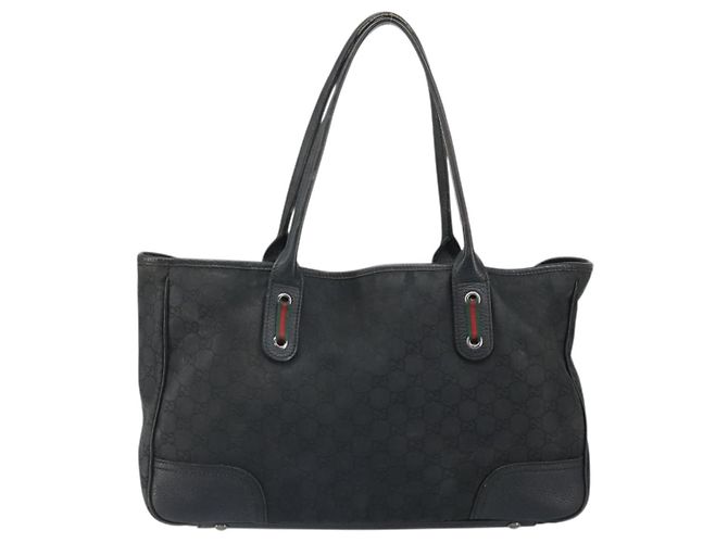 Borsa tote Gucci GG Canvas Web Sherry Line Nera Argento Rossa 293592 Auth 170377 Nero Rosso - vista 13
