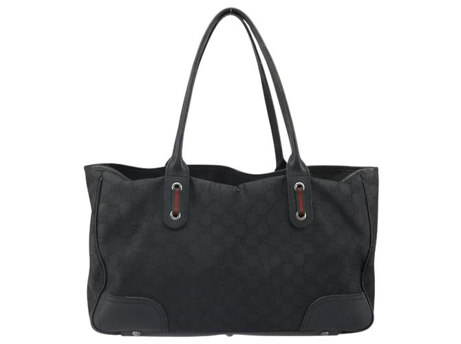 Borsa tote Gucci GG Canvas Web Sherry Line Nera Argento Rossa 293592 Auth 170377 Nero Rosso - vista 2
