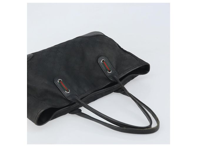 Borsa tote Gucci GG Canvas Web Sherry Line Nera Argento Rossa 293592 Auth 170377 Nero Rosso - vista 6