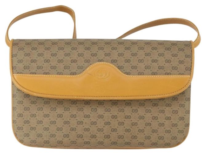 Gucci Borsa a Spalla Micro GG Supreme PVC Beige Oro 004 106 0024 Auth BA10006 D'oro - vista 13