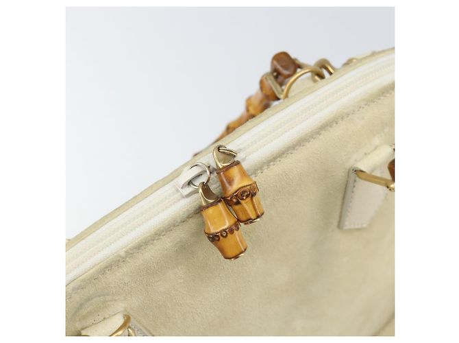 Borsa a mano GUCCI Bamboo Suede 2 vie Beige Oro 000 2865 0290 Auth ep13200 D'oro - vista 10