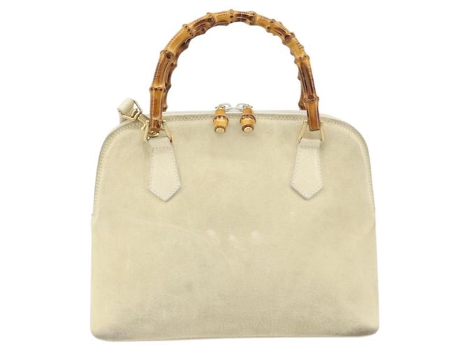 Borsa a mano GUCCI Bamboo Suede 2 vie Beige Oro 000 2865 0290 Auth ep13200 D'oro - vista 13