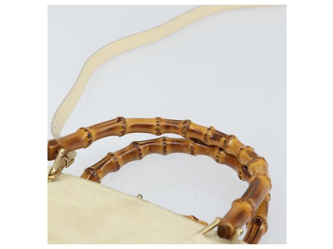 Borsa a mano GUCCI Bamboo Suede 2 vie Beige Oro 000 2865 0290 Auth ep13200 D'oro - vista 14