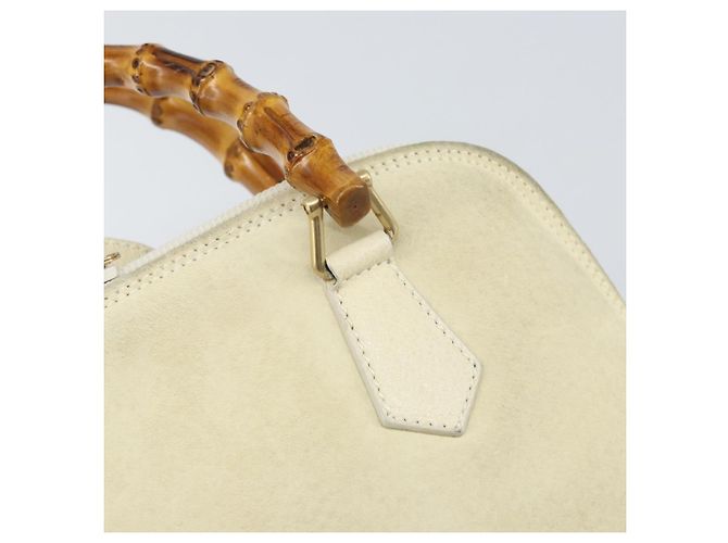 Borsa a mano GUCCI Bamboo Suede 2 vie Beige Oro 000 2865 0290 Auth ep13200 D'oro - vista 19