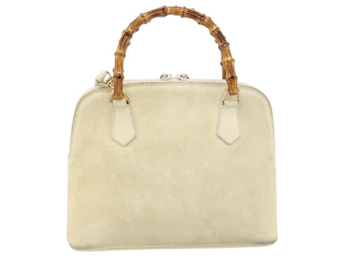 Borsa a mano GUCCI Bamboo Suede 2 vie Beige Oro 000 2865 0290 Auth ep13200 D'oro - vista 2