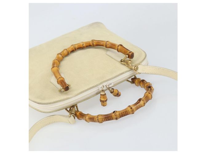 Borsa a mano GUCCI Bamboo Suede 2 vie Beige Oro 000 2865 0290 Auth ep13200 D'oro - vista 6