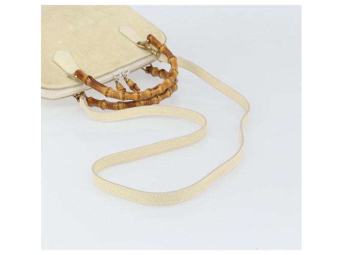 Borsa a mano GUCCI Bamboo Suede 2 vie Beige Oro 000 2865 0290 Auth ep13200 D'oro - vista 8