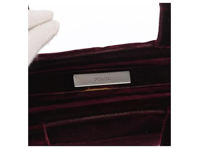 PRADA Borsa a Mano Velluto Viola Argento Auth bs33182 Porpora - vista 10