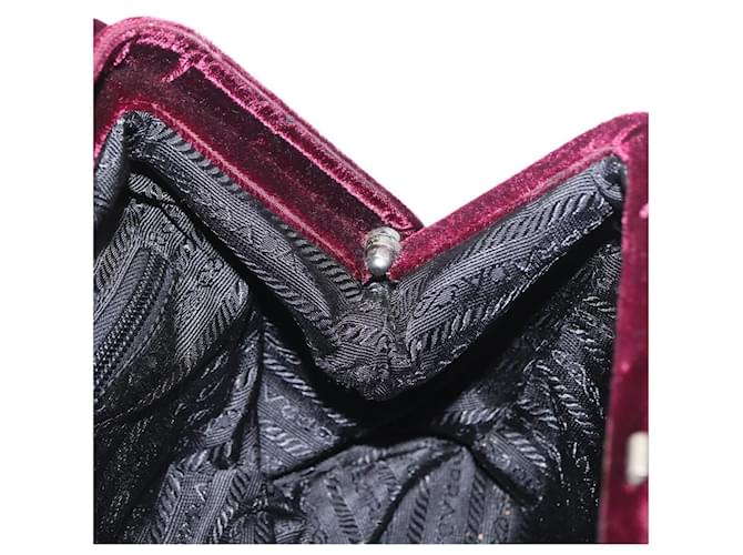 PRADA Borsa a Mano Velluto Viola Argento Auth bs33182 Porpora - vista 18