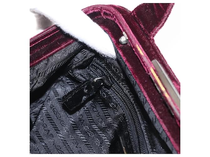 PRADA Borsa a Mano Velluto Viola Argento Auth bs33182 Porpora - vista 20