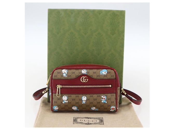 GUCCI GUCCI �~ Borsa Micro GG Supreme Doraemon PVC Beige Oro 647784 Auth 149862SM D'oro - vista 12