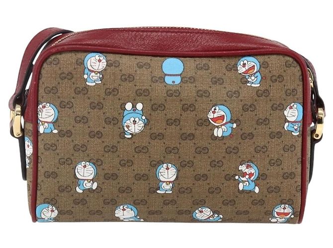 GUCCI GUCCI �~ Borsa Micro GG Supreme Doraemon PVC Beige Oro 647784 Auth 149862SM D'oro - vista 2
